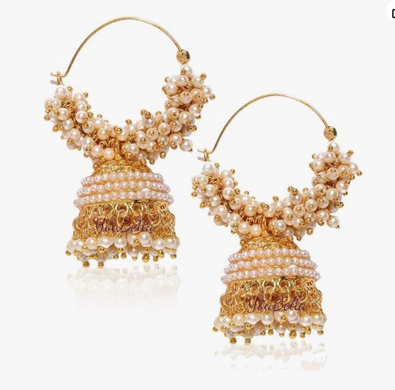 gold-plated pearl jhumka